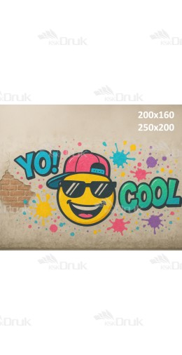 Tło fotograficzne – Graffiti z uśmiechniętą emotką i napisem COOL | 3676